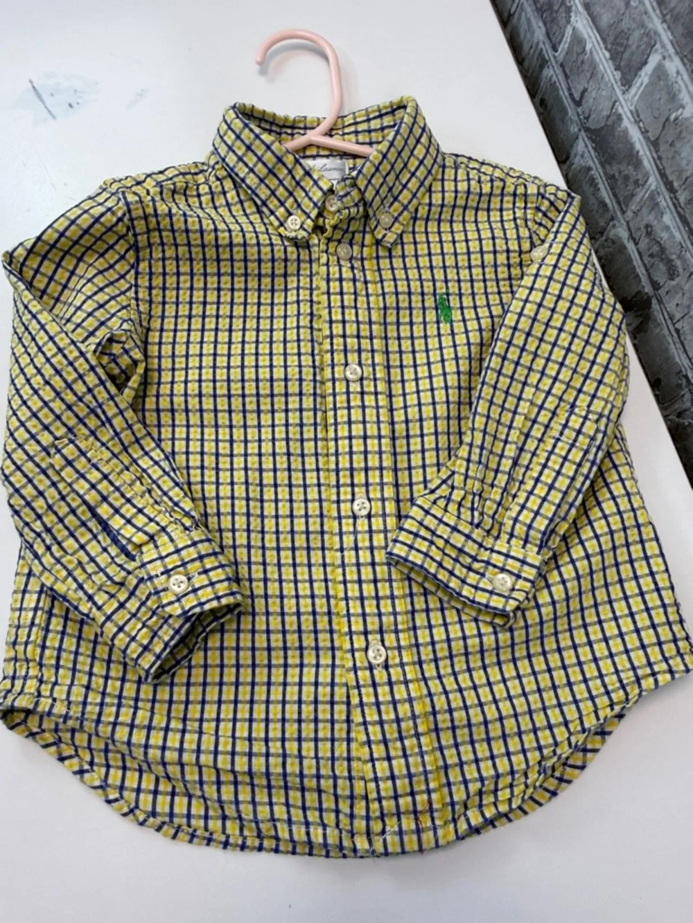 Ralph Lauren Yellow‎ & Blue Check Button-Down Shirt